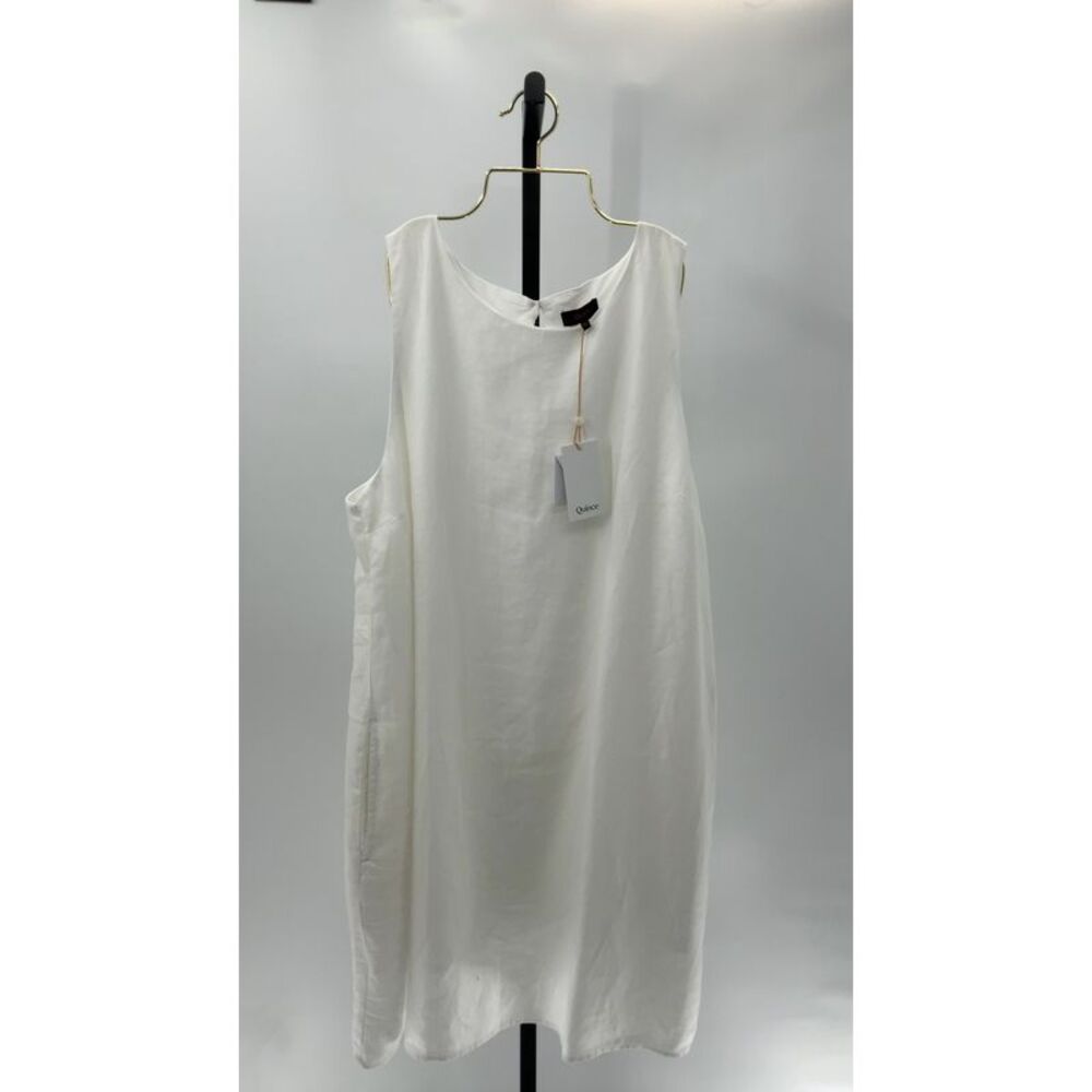 Quince White Linen Sleeveless Dress
